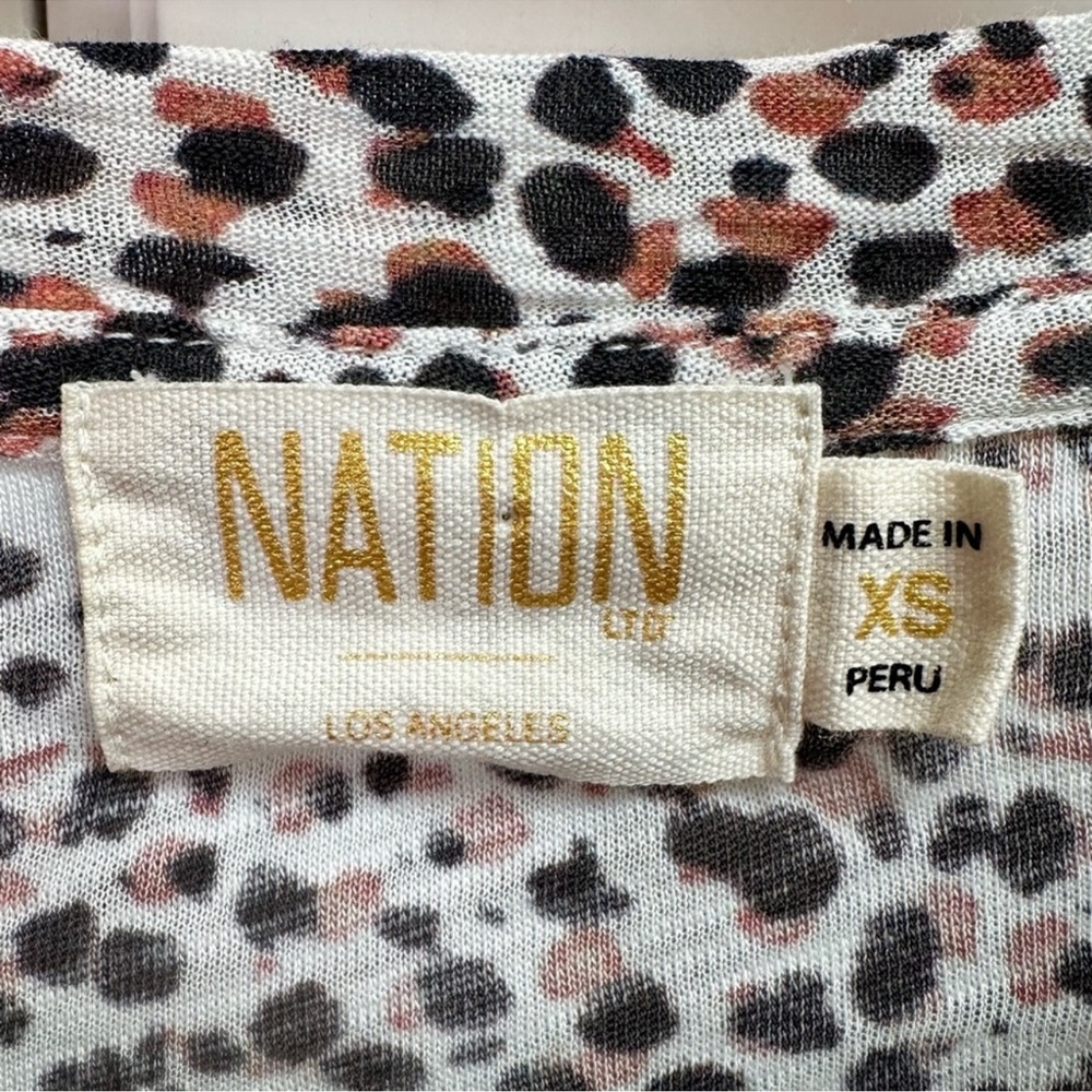 Nation LTD Loren Smocked Peasant Tee Pima Cotton Size XS - Picture 2 of 6